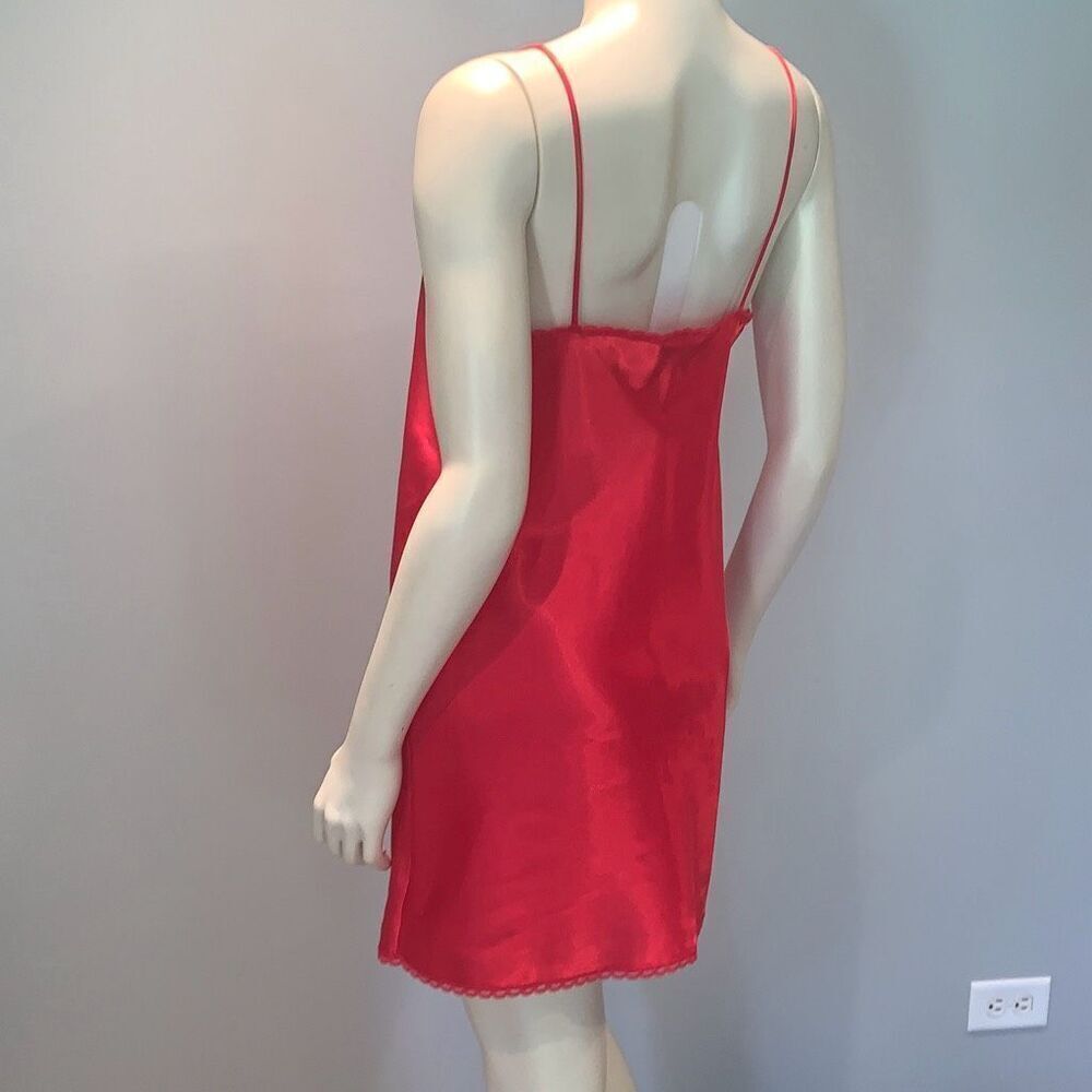 Vintage Lady Manhattan Red Satin Slip Dress with Bow Size Medium - Picture 8 of 13